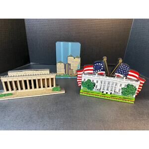 Shelia's Wood Shelf Sitters (3) America the Beautiful, 911 Tribute, Lincoln Mem.